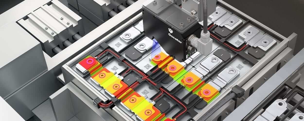 LMI Gocator 3D-Bildverarbeitung Automotive Einsatzgebiet Inspektion Autobatterien Inspektion der Modul- und Packmontage LMI Gocator 3D-Bildverarbeitung Automotive Einsatzgebiet Inspektion Autobatterien Inspektion der Modul- und Packmontage