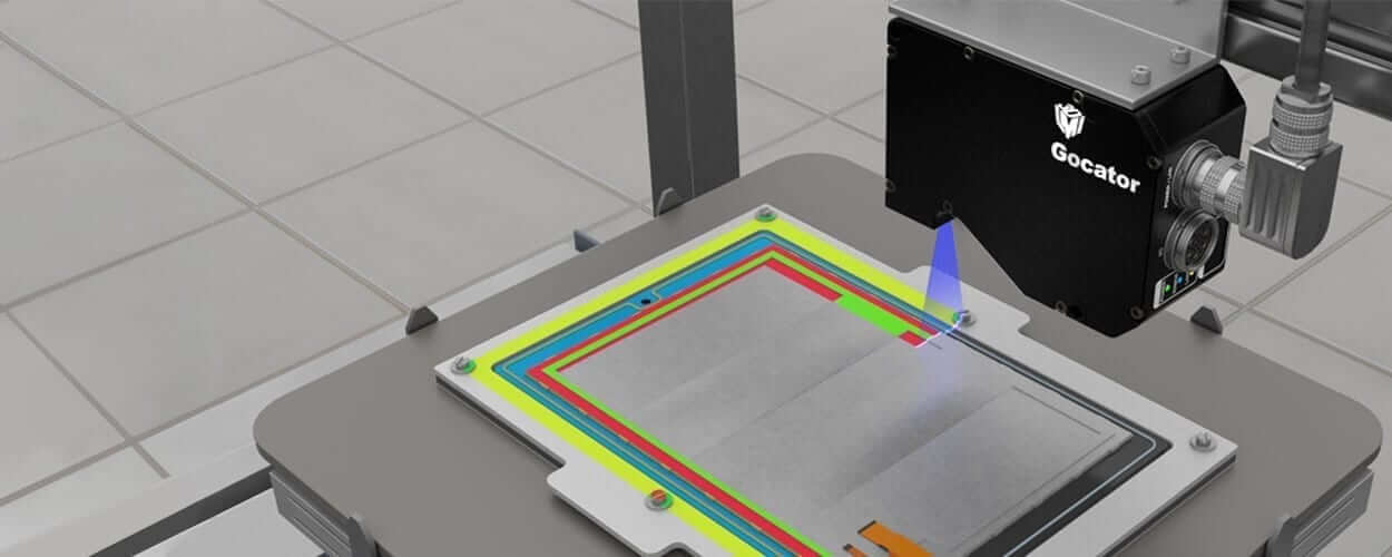 LMI Gocator 3D-Bildverarbeitung Elektronikindustrie Einsatzgebiet Kleberaupeninspektion LMI Gocator 3D-Bildverarbeitung Elektronikindustrie Einsatzgebiet Kleberaupeninspektion